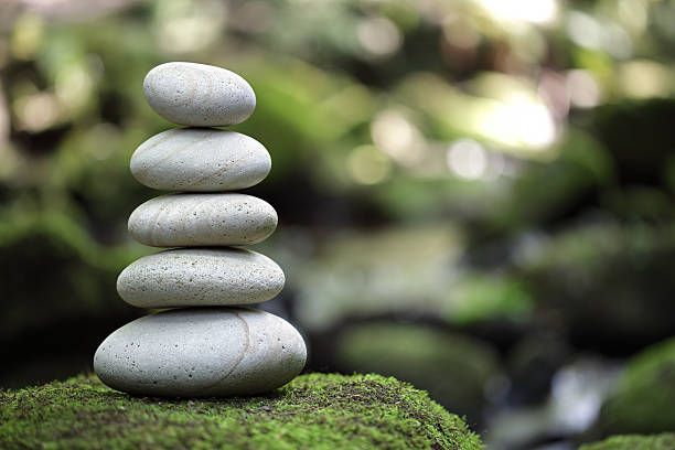 Balanced stones representing harmony and growth in natural setting